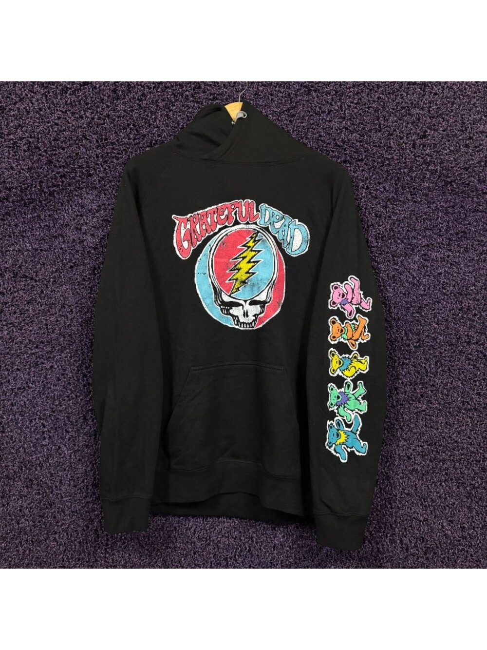 Grateful Dead Steal Your Face & Dancing Bears Rock Hoodie L